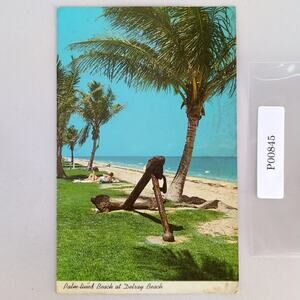 Palm-lined Delray Beach Florida 1960s Postcard FL PC 1970 Old Anchor
